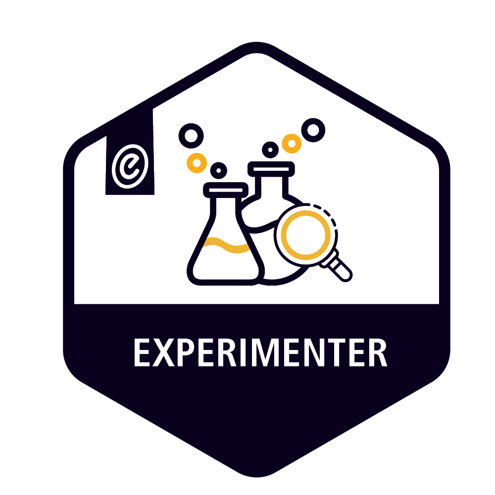 The Experimenter badge issued by eCampus Ontario for successful completion of the Ontario Extend 3.0 Sprint