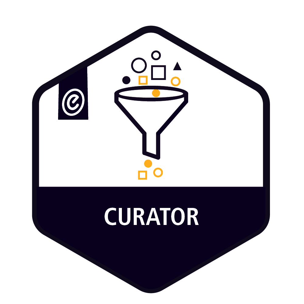 The Curator badge issued by eCampus Ontario for successful completion of the Ontario Extend 3.0 Sprint